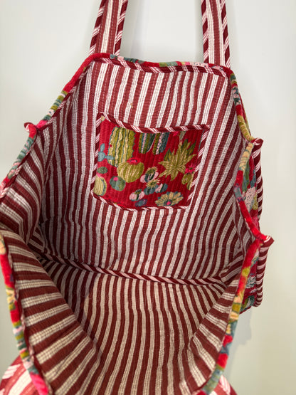Scarlet Cactus Velvet Reversible Tote Bag