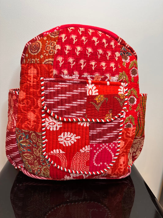 Red Ember Quilted Backpack