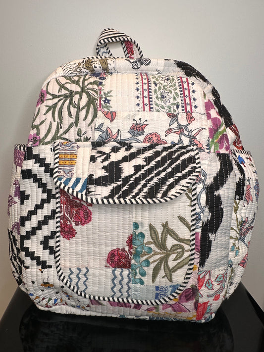 White Garden Patchwork Backpack