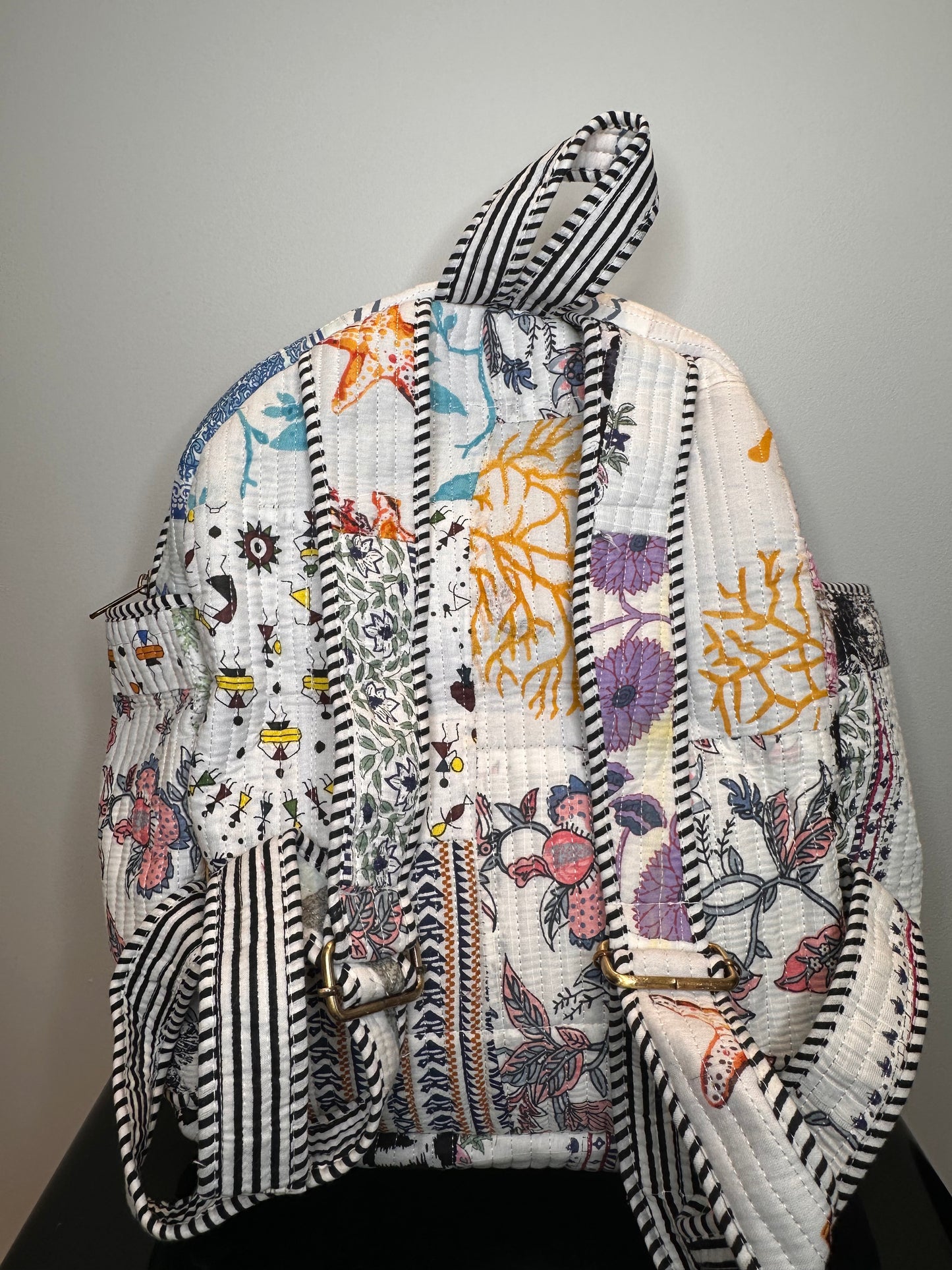 White Garden Patchwork Backpack