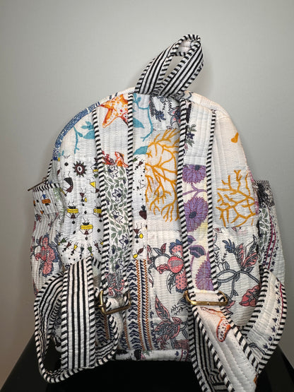 White Garden Patchwork Backpack