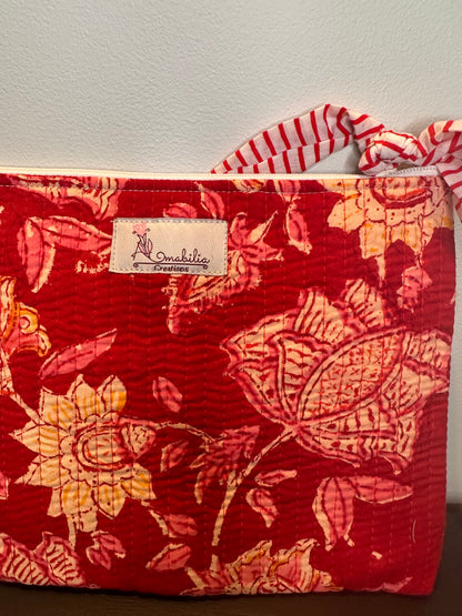 Crimson Bloom Zipper Pouch