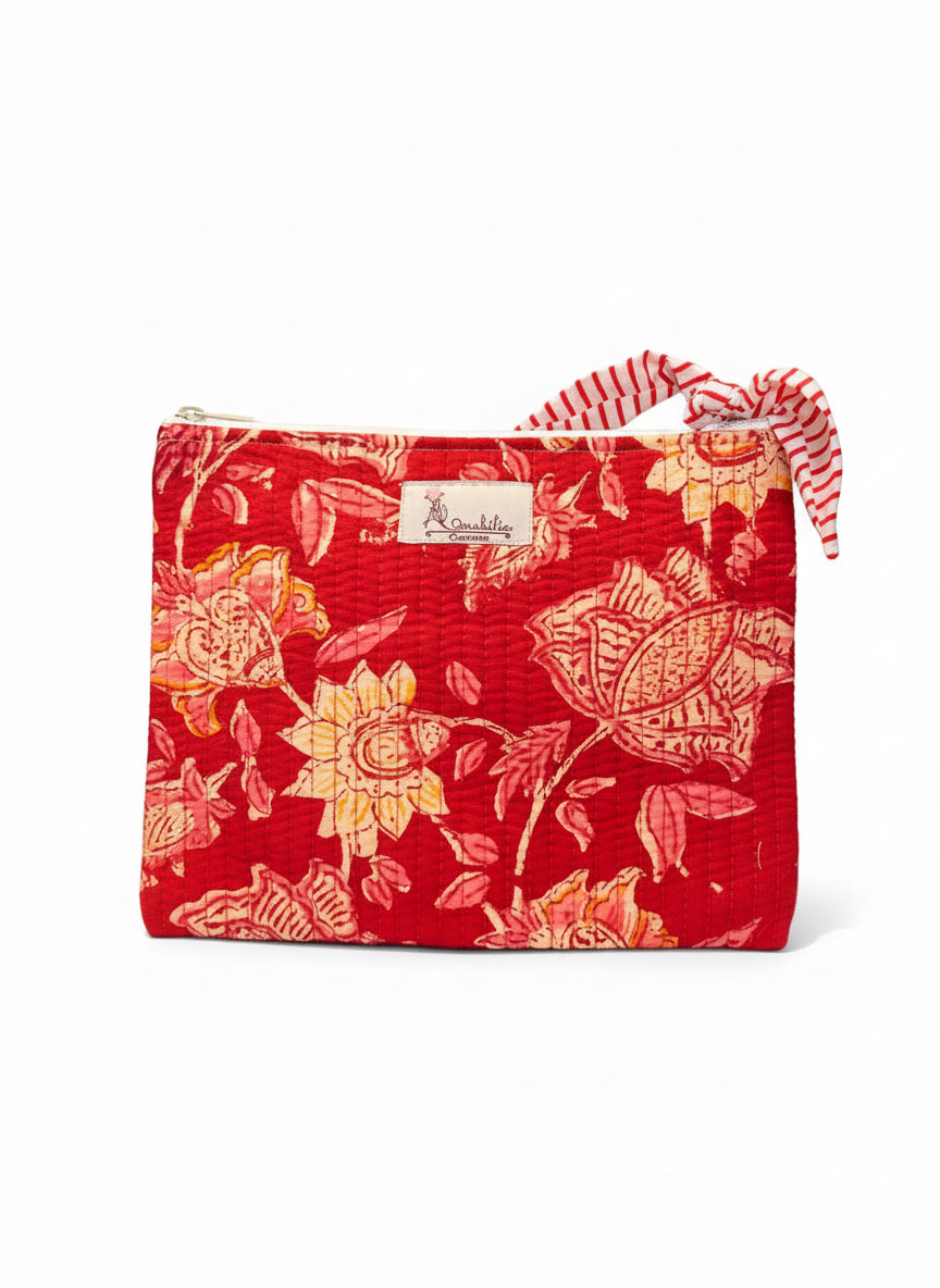 Crimson Bloom Zipper Pouch