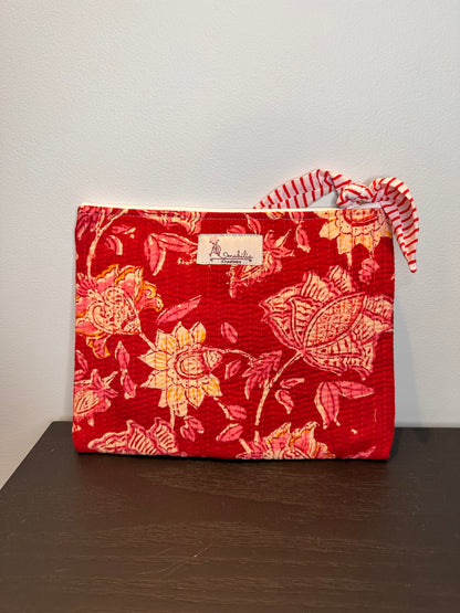 Crimson Bloom Zipper Pouch