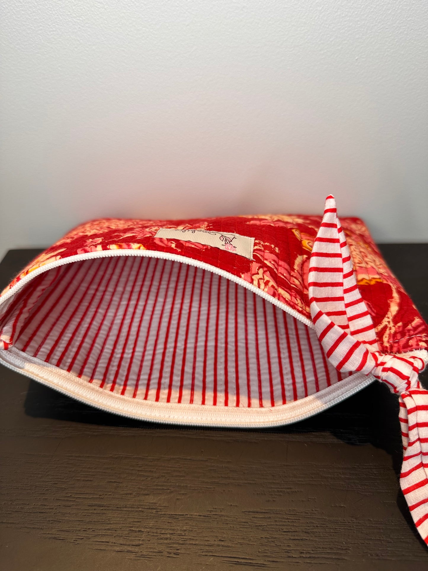 Crimson Bloom Zipper Pouch