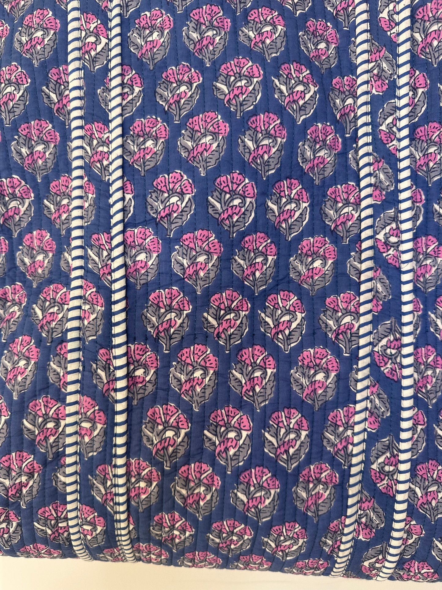 Indigo Blossom Quilted Tote Bag