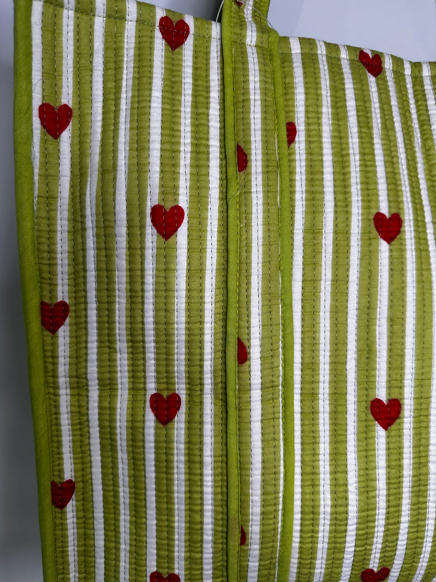 Heartstripe Quilted Tote Bag - Olive Green