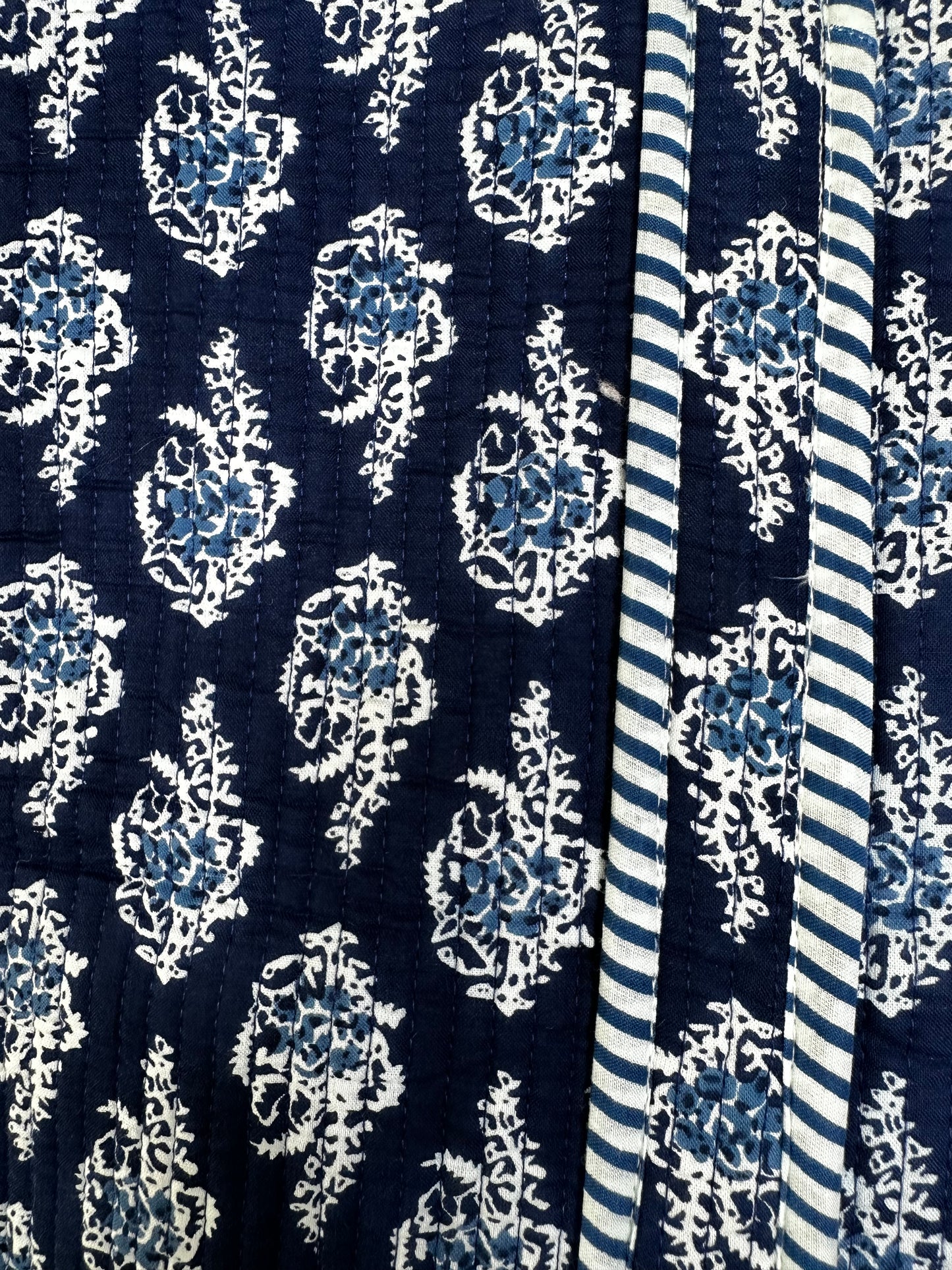 Indigo Blossom Quilted Tote Bag