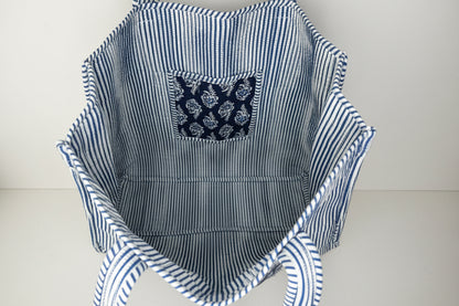 Indigo Blossom Quilted Tote Bag