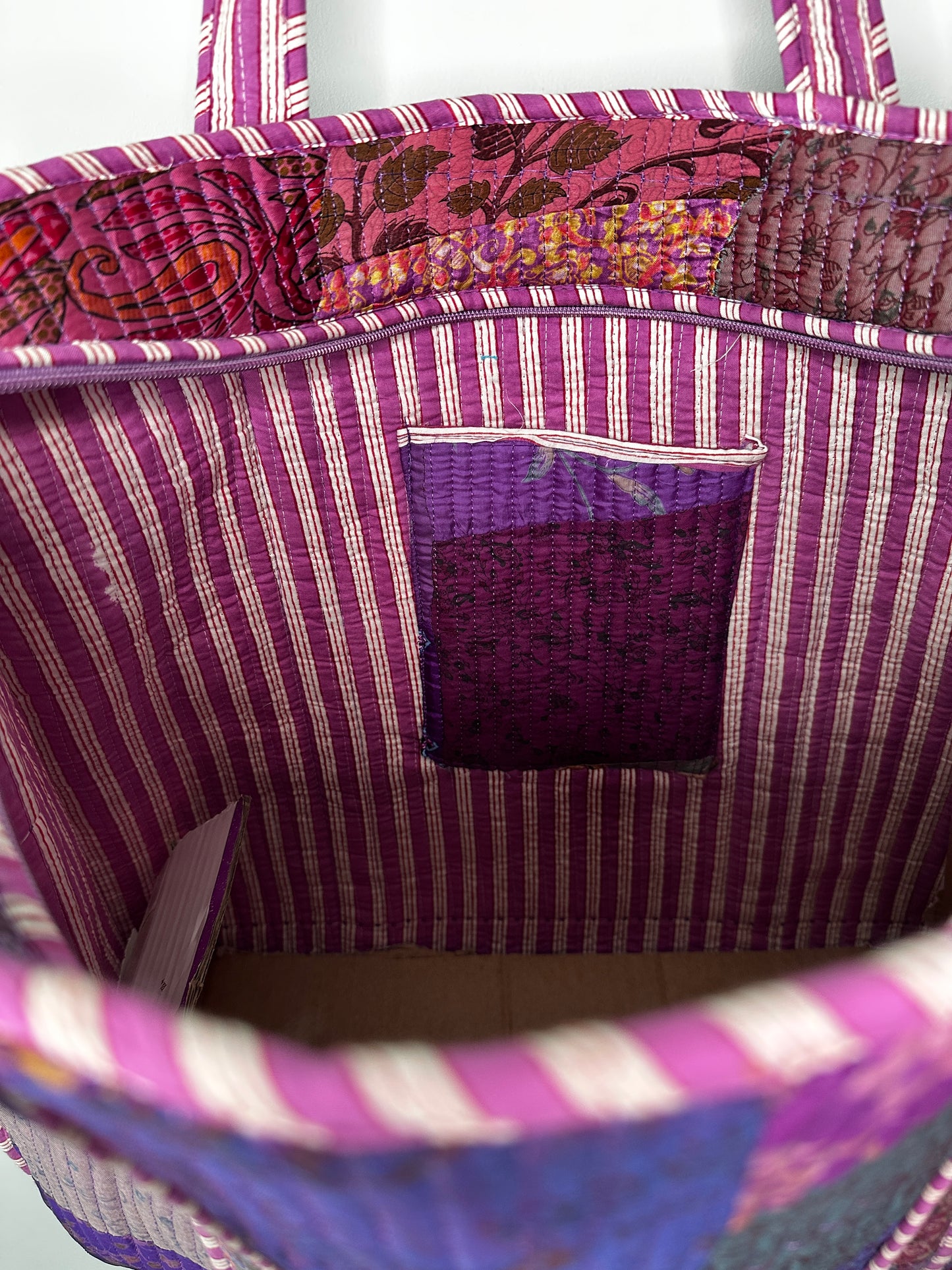 Violet Silk Patchwork Tote Bag