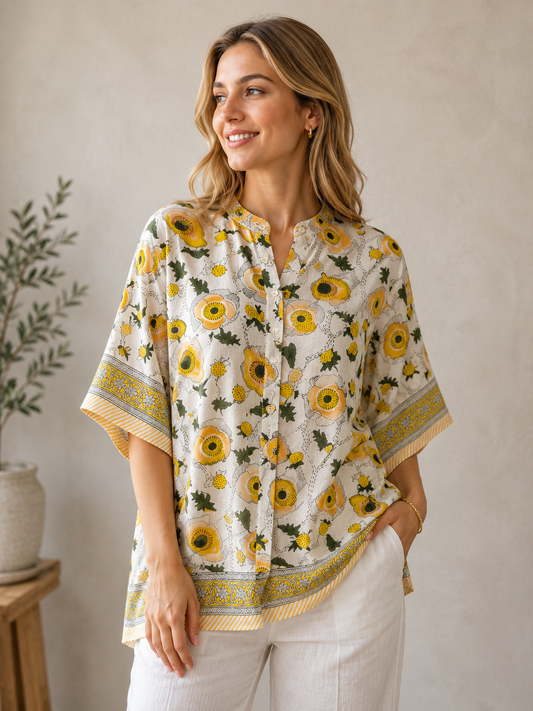 Golden Meadow One-Size Kaftan Top