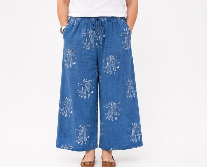 Khejri Wide Bottom Indigo Trouser