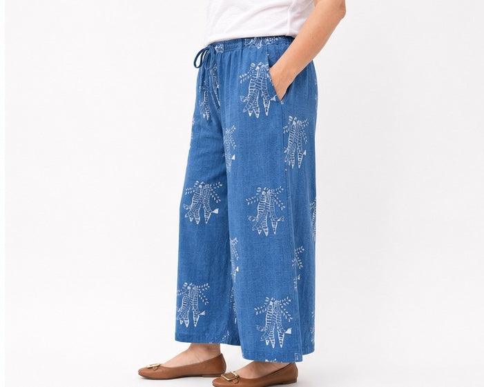 Khejri Wide Bottom Indigo Trouser