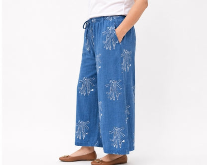 Khejri Wide Bottom Indigo Trouser