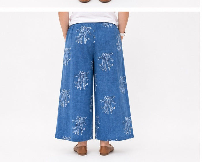 Khejri Wide Bottom Indigo Trouser