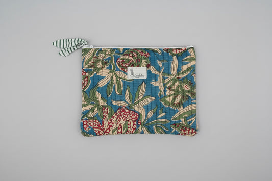 Azure Bloom Zipper Pouch