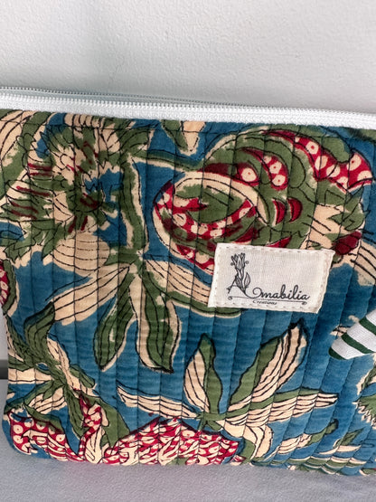 Azure Bloom Zipper Pouch