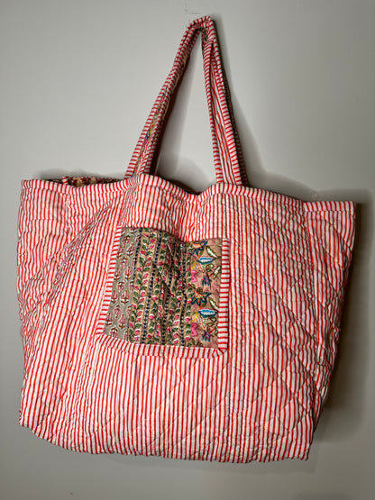 Blush Quilted Tote Bag