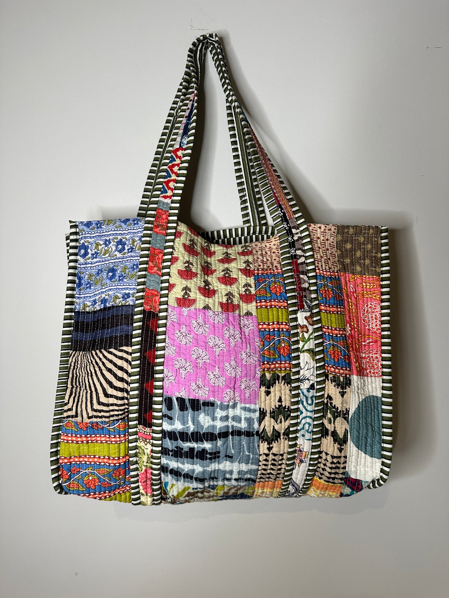 Multi colour Quilted Tote Bag 1