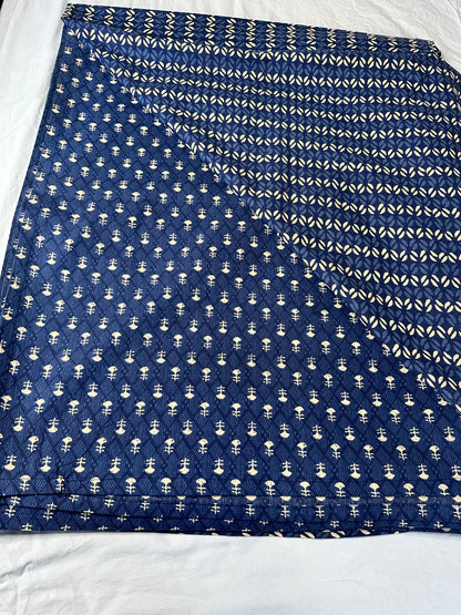 Indigo Bloom  Block Printed Bed Sheet