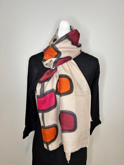 Modern Mosaic- Hand Painted Pashmina Wool Stoles