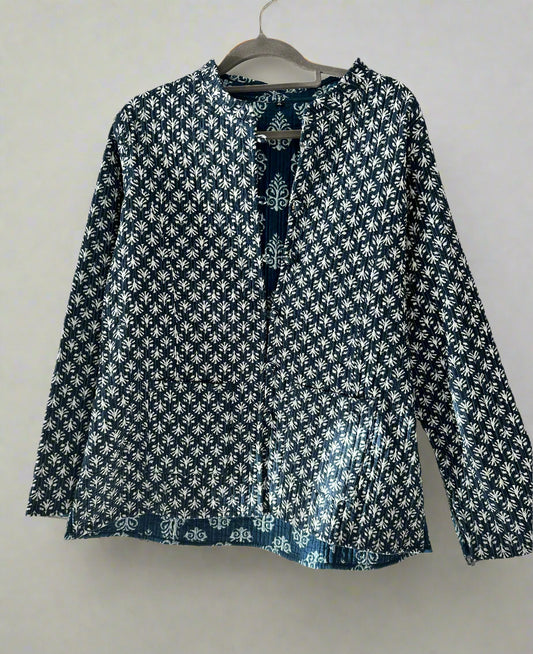 Floral Navy - Quilted Jacket
