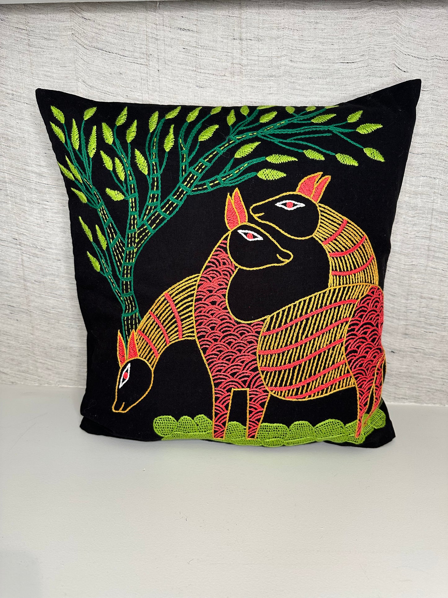 Dancing Deer - Embroidered Cushion Covers | Scatter Pillows