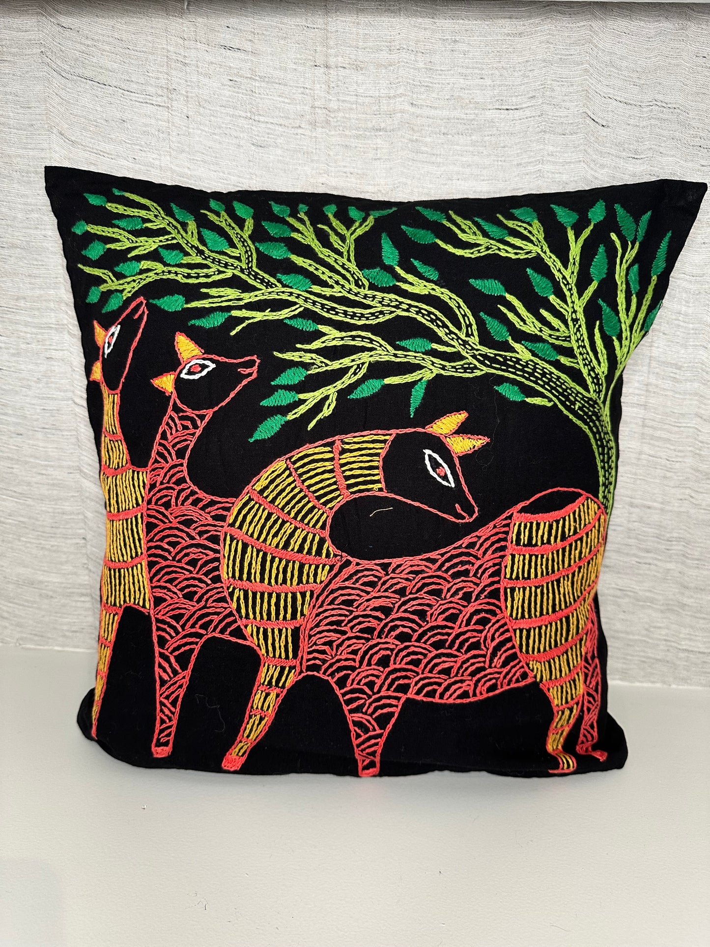 Dancing Deer - Embroidered Cushion Covers | Scatter Pillows