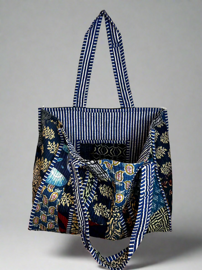 Midnight Quilted Tote Bag