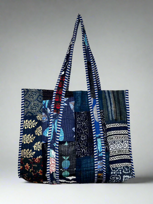 Midnight Quilted Tote Bag