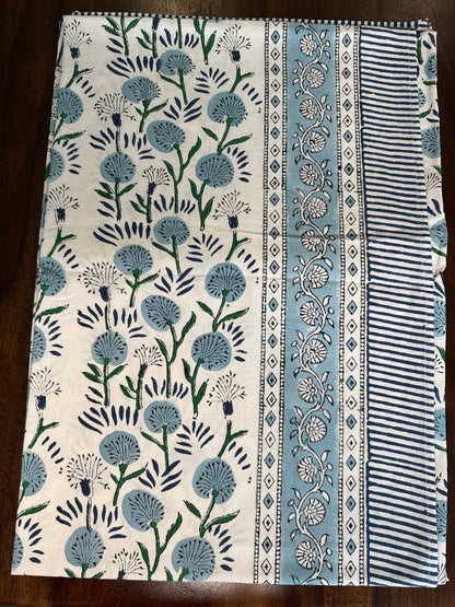 Azure Meadow Block Printed Tablecloth