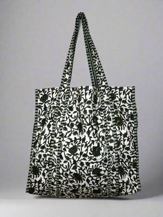 Forest Blossom Quilted Tote Bag