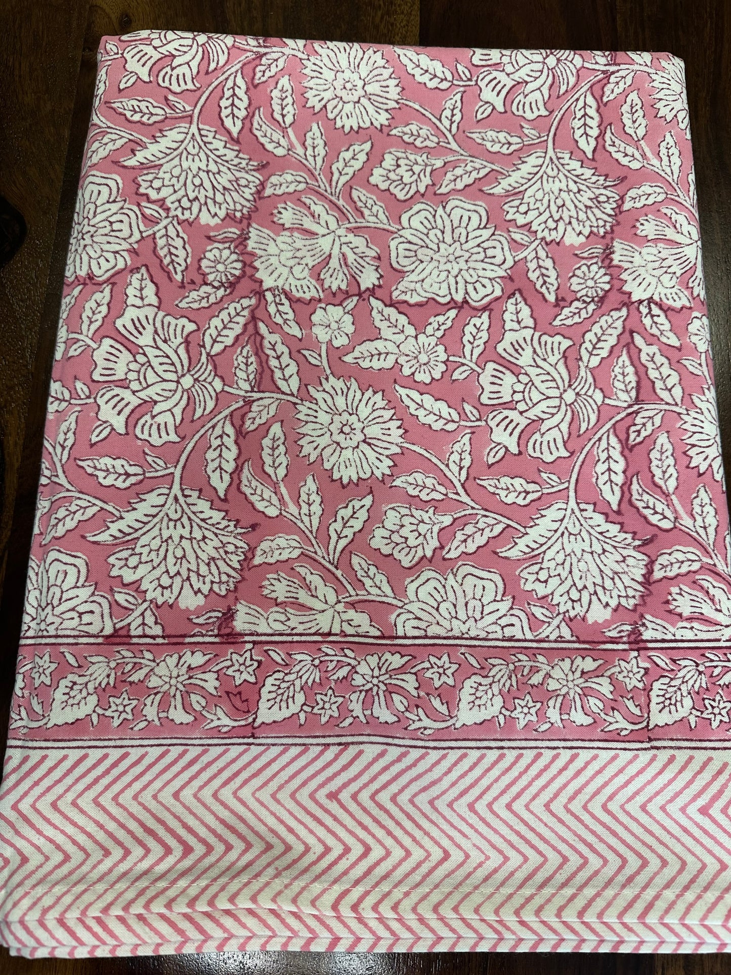 Rose  Block Printed Tablecloth