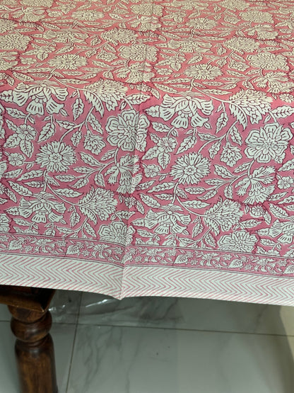 Rose  Block Printed Tablecloth