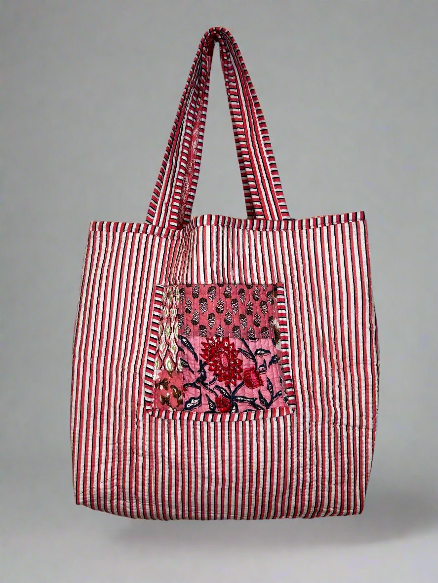 Coral Hues Quilted Tote Bag