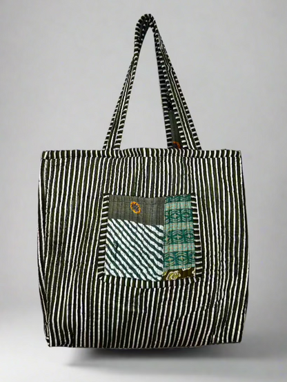 Emerald Quilted Tote Bag