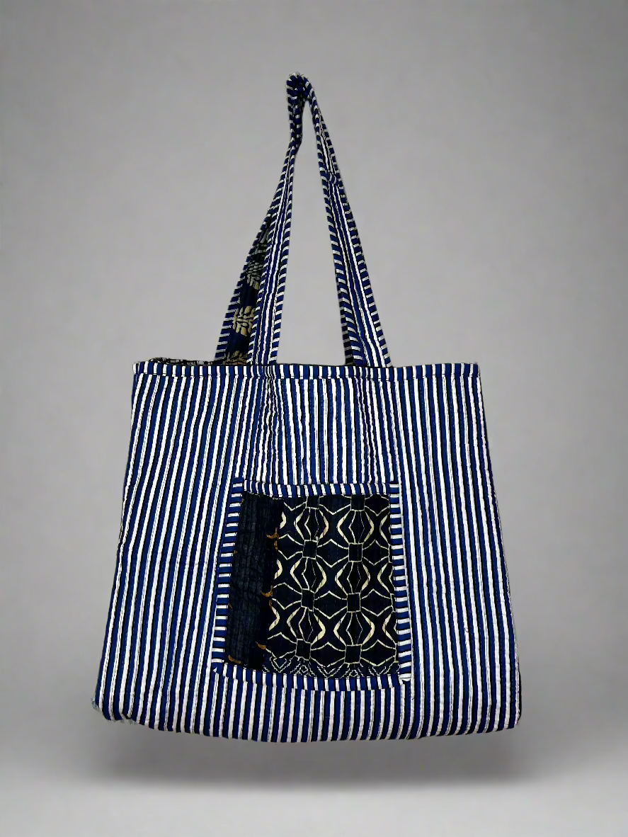 Midnight Quilted Tote Bag