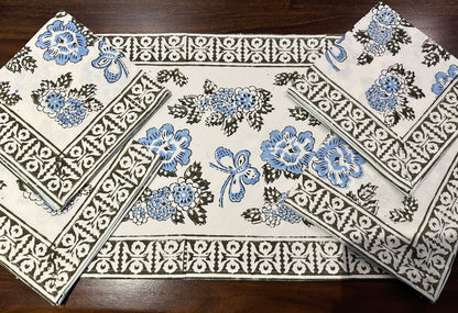 Butterfly BloomTable Mats & Napkins Set - Hand Block Printed