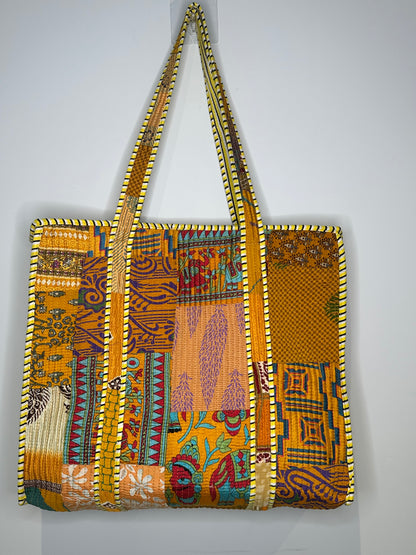 Sunburst Silk Patchwork Tote Bag
