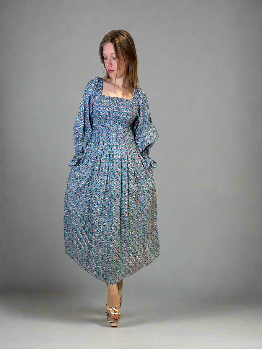 Floral Shirred Maxi Dress