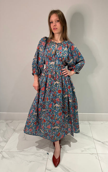 Riya Midi Dress- Teal Bloom