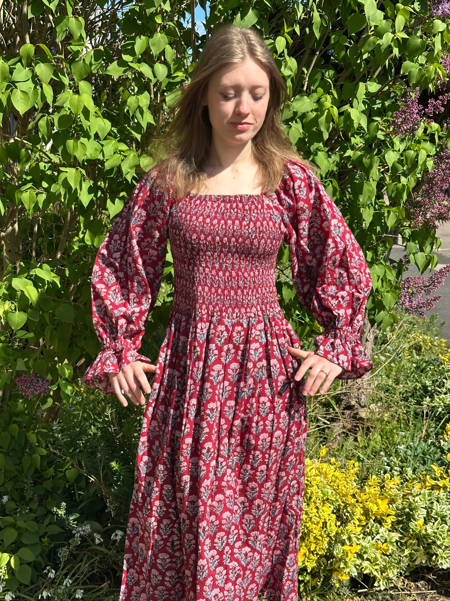 Floral Shirred Maxi Dress