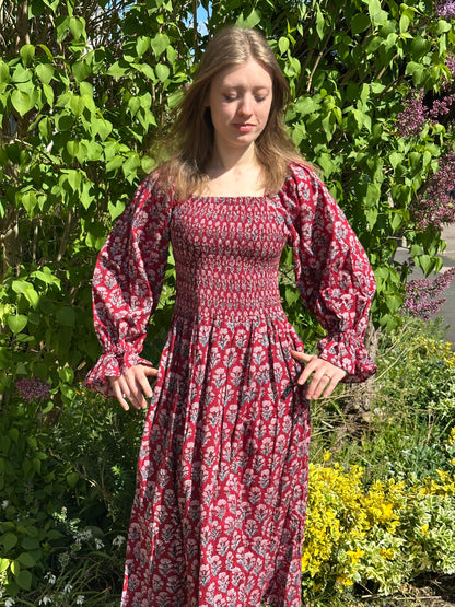Floral Shirred Maxi Dress