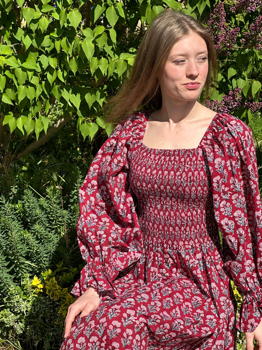 Floral Shirred Maxi Dress