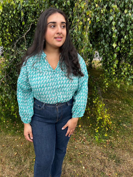 Teal Paisley One-Size Top