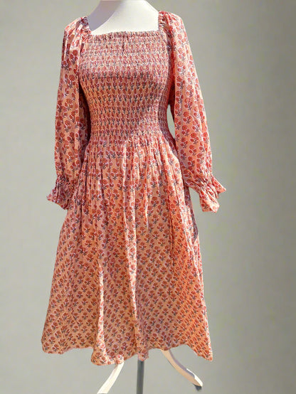 Floral Shirred Maxi Dress