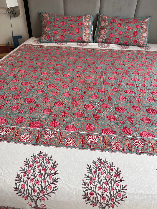 Pomegranate Harvest Block Printed Bed Set