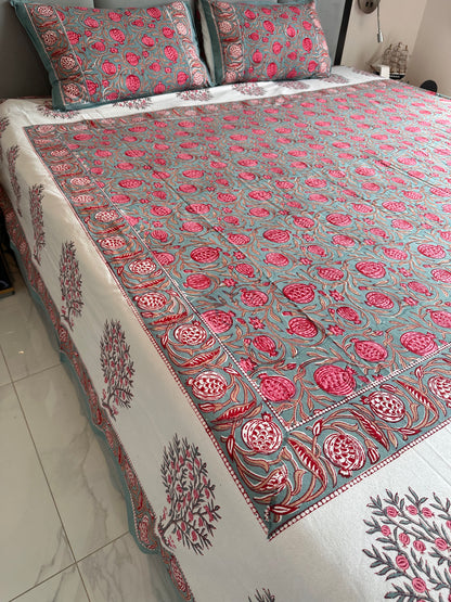 Pomegranate Harvest Block Printed Bed Set