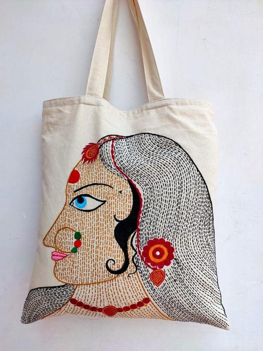 Regal Rani - Embroidered Tote Bag