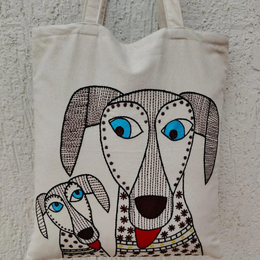 Dogs - Embroidered Tote Bag